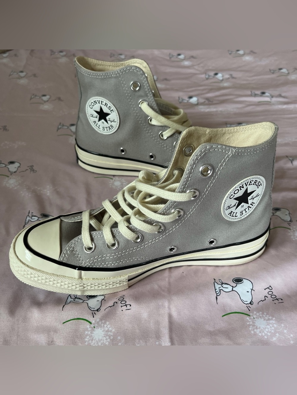 Converse Kids High Top Sneakers - Light Grey with Cream Accents
